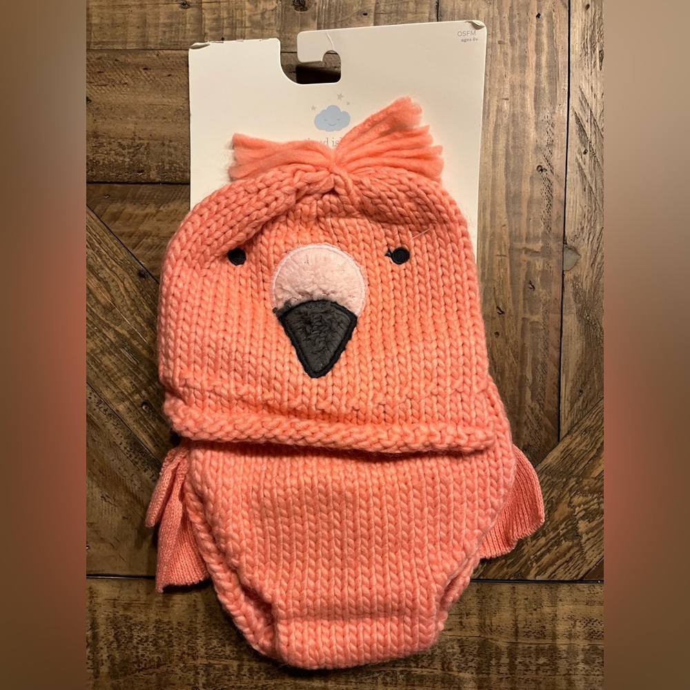 Baby knit Flamingo hat and diaper cover